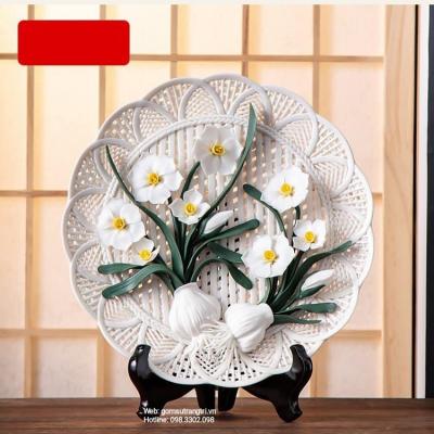 ĐĨA THỦ CÔNG NỔI 3D - HỌA TIẾT 12 HOA